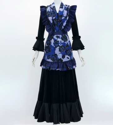 Flamenco Apron and Shawl Set / Roses / Blue / JPA-11