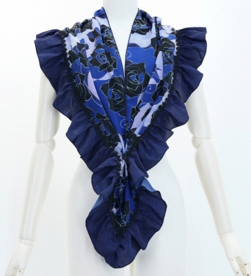 Flamenco Apron and Shawl Set / Roses / Blue / JPA-11