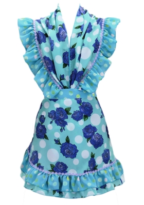 Flamenco Apron and Shawl Set / Roses & Dots / Light Blue / JPA-12