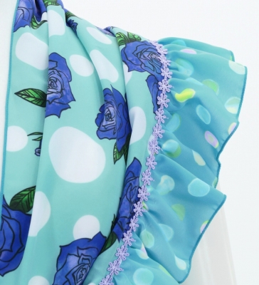 Flamenco Apron and Shawl Set / Roses & Dots / Light Blue / JPA-12