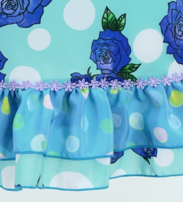 Flamenco Apron and Shawl Set / Roses & Dots / Light Blue / JPA-12