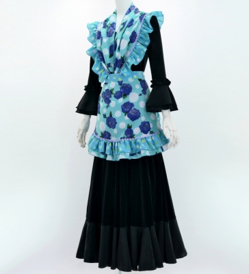 Flamenco Apron and Shawl Set / Roses & Dots / Light Blue / JPA-12