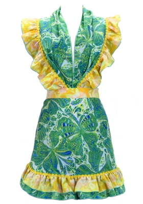 Flamenco Apron and Shawl Set / Butterfly Paisley / Green / JPA-13