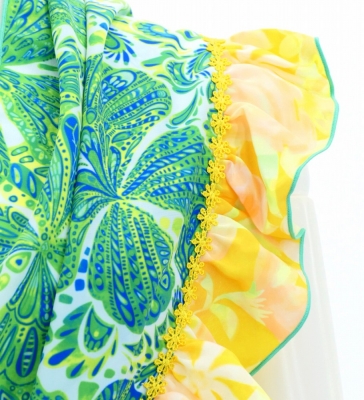 Flamenco Apron and Shawl Set / Butterfly Paisley / Green / JPA-13