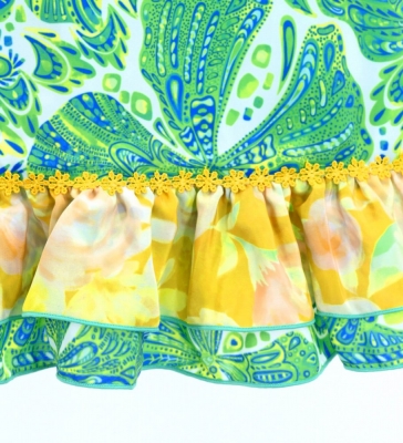 Flamenco Apron and Shawl Set / Butterfly Paisley / Green / JPA-13