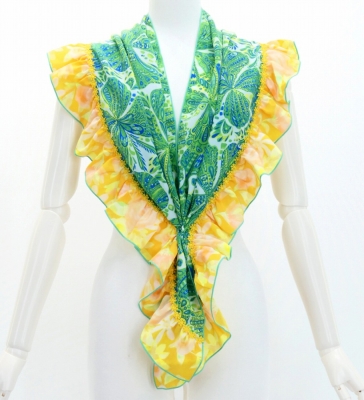 Flamenco Apron and Shawl Set / Butterfly Paisley / Green / JPA-13