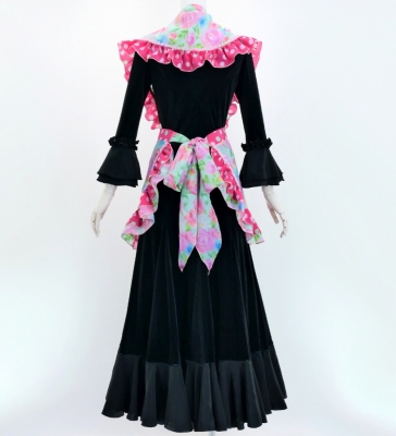 Flamenco Apron and Shawl Set / Floral / Light Blue&Pink / JPA-14
