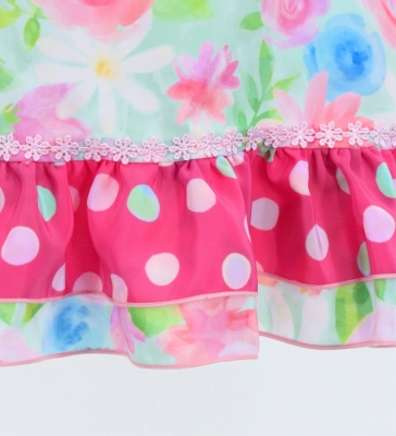 Flamenco Apron and Shawl Set / Floral / Light Blue&Pink / JPA-14