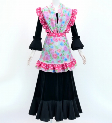 Flamenco Apron and Shawl Set / Floral / Light Blue&Pink / JPA-14