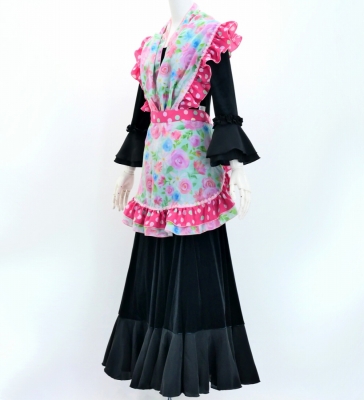 Flamenco Apron and Shawl Set / Floral / Light Blue&Pink / JPA-14