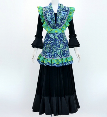 Flamenco Apron and Shawl Set / Paisley / Blue / JPA-15