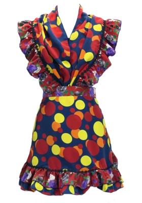Flamenco Apron and Shawl Set / Dots / Navy&Yellow / JPA-16