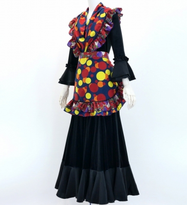 Flamenco Apron and Shawl Set / Dots / Navy&Yellow / JPA-16