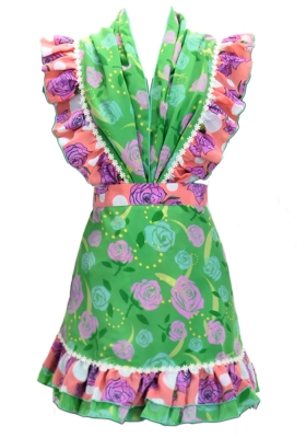 Flamenco Apron and Shawl Set / Roses / Green / JPA-17