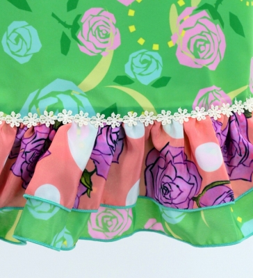 Flamenco Apron and Shawl Set / Roses / Green / JPA-17