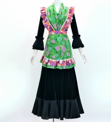 Flamenco Apron and Shawl Set / Roses / Green / JPA-17