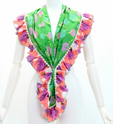 Flamenco Apron and Shawl Set / Roses / Green / JPA-17