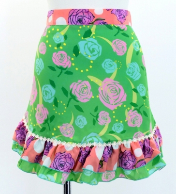Flamenco Apron and Shawl Set / Roses / Green / JPA-17