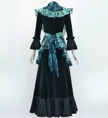 Flamenco Apron and Shawl Set / Roses / Blue / JPA-18