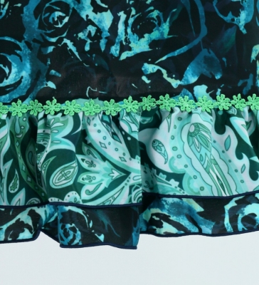 Flamenco Apron and Shawl Set / Roses / Blue / JPA-18