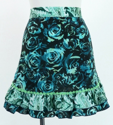 Flamenco Apron and Shawl Set / Roses / Blue / JPA-18