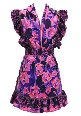 Flamenco Apron and Shawl Set / Roses / Pink&Purple / JPA-19