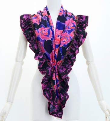 Flamenco Apron and Shawl Set / Roses / Pink&Purple / JPA-19