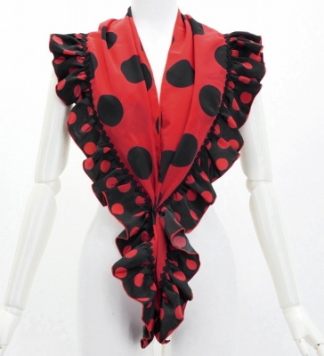 Flamenco Apron and Shawl Set / Polka Dots / Red&Black / JPA-1