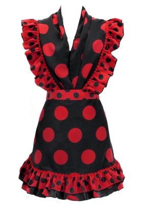 Flamenco Apron and Shawl Set / Polka Dots / Black&Red / JPA-2