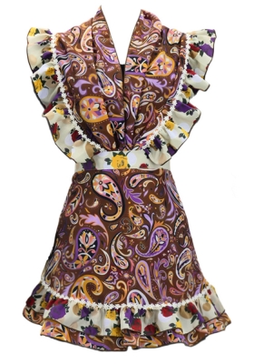 Flamenco Apron and Shawl Set / Paisley / Brown / JPA-21