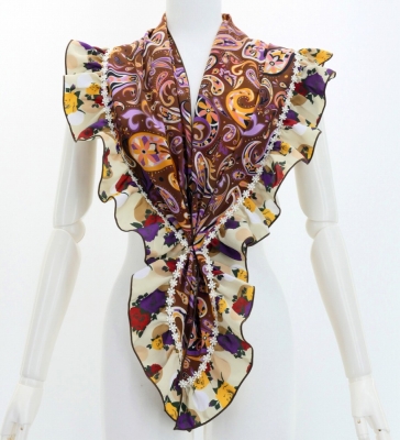 Flamenco Apron and Shawl Set / Paisley / Brown / JPA-21
