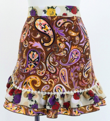 Flamenco Apron and Shawl Set / Paisley / Brown / JPA-21