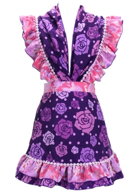 Flamenco Apron and Shawl Set / Roses / Purple / JPA-24