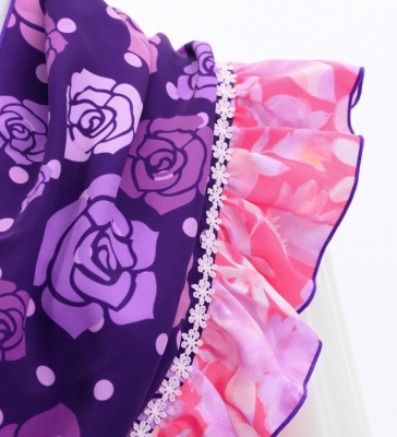 Flamenco Apron and Shawl Set / Roses / Purple / JPA-24