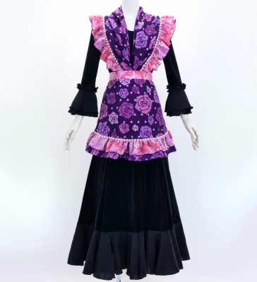 Flamenco Apron and Shawl Set / Roses / Purple / JPA-24