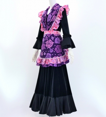 Flamenco Apron and Shawl Set / Roses / Purple / JPA-24