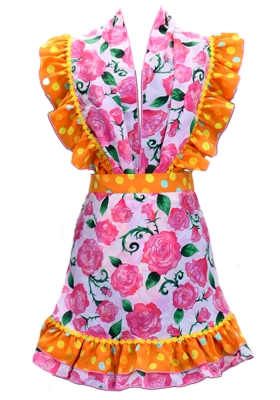 Flamenco Apron and Shawl Set / Roses / Pink / JPA-25