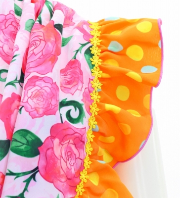 Flamenco Apron and Shawl Set / Roses / Pink / JPA-25