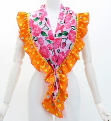Flamenco Apron and Shawl Set / Roses / Pink / JPA-25