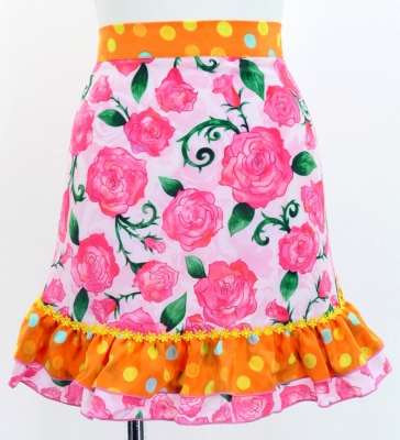 Flamenco Apron and Shawl Set / Roses / Pink / JPA-25