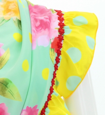 Flamenco Apron and Shawl Set / Roses & Carnations / Light Green / JPA-27