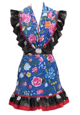 Flamenco Apron and Shawl Set / Floral / Blue / JPA-29