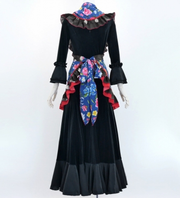 Flamenco Apron and Shawl Set / Floral / Blue / JPA-29
