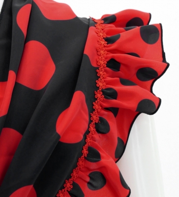 Flamenco Apron and Shawl Set / Polka Dots / Black&Red / JPA-2