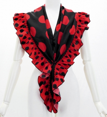 Flamenco Apron and Shawl Set / Polka Dots / Black&Red / JPA-2