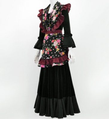 Flamenco Apron and Shawl Set / Roses & Carnations / Black / JPA-30