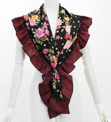 Flamenco Apron and Shawl Set / Roses & Carnations / Black / JPA-30