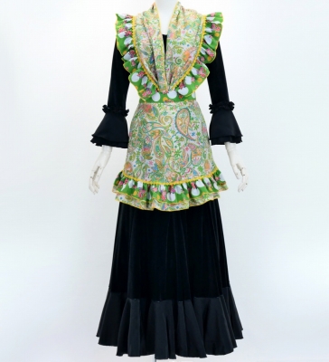 Flamenco Apron and Shawl Set / Paisley / Yellow & Green / JPA-31