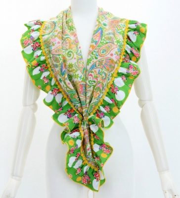 Flamenco Apron and Shawl Set / Paisley / Yellow & Green / JPA-31