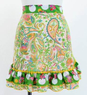 Flamenco Apron and Shawl Set / Paisley / Yellow & Green / JPA-31